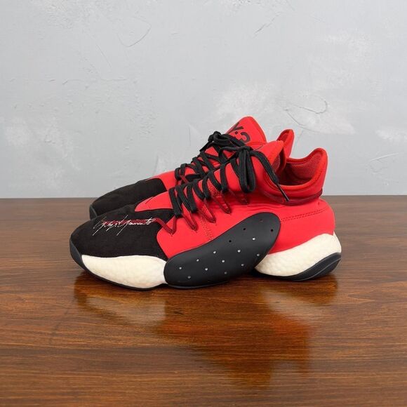 Y-3 Adidas Yohji Yamamoto BYW BBall Black Red White Sneakers BC0338 Men's 10.5 - Picture 2 of 8
